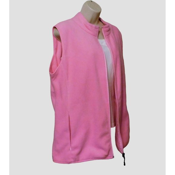 Fuinloth Fleece Vest XL Pink Sleeveless Zipper Pockets Polyester Soft NEW - Picture 4 of 8